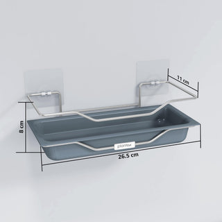 Plantex ABS Plastic Self Adhesive Bathroom Shelf/Adhesive Shelf for Kitchen/Multipurpose Stainless Steel Wire Shelf/Bathroom Organiser (Silver & Grey)
