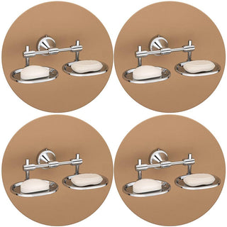 Plantex 304 Grade Stainless Steel Double Soap Holder for Bathroom/Soap Dish/Bathroom Soap Stand/Bathroom Accessories Pack of 4, Niko (Chrome)
