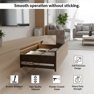 Plantex Drawer Channel/Regular Ball Bearing/Channel for Drawer/Telescopic Channel for Wooden & Metals Drawers in Kitchen, Wardrobe, (22-Inch,Silver) 1 Pair Set