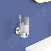 Plantex Smero Pure Brass ToothBrush and Paste Holder/Tumbler Holder/Toothpaste Holder/Bathroom Accessories - Circle (Chrome)