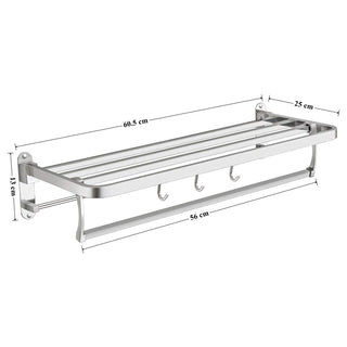 Plantex Classic Stainless Steel Folding Towel Rack for Bathroom | Towel Stand | Towel Hanger | Bathroom Accessories (24 Inch-Chrome)