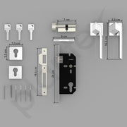 Plantex Triple Security Door Lock for Home/Main Door Lock Set with 3 Years of Warranty/Mortise Lock for Door with Brass Lock Body & Cylinder (7066 - Chrome & Satin White)