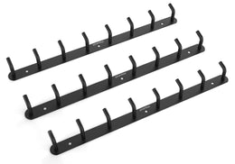 Plantex Wall Hooks for Hanging Cloth/Stainless Steel Towel Hangers/Bathroom Robe Hooks/Door Hangers/Wall Hook Rack/Hook Rail for Hanging Keys - 8 Hooks (Pack of 3, Black)
