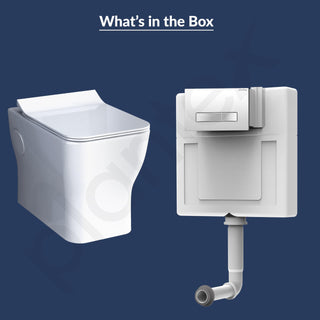 Plantex Ceramic Commode With Conceal Flush Tank/Wall Hung Toilet with Dual Flush Tank/Tank with Internal Accessories - (White)