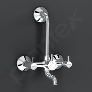 Plantex Wall Mixer 2 in 1 with L-Bend Connector for Overhead Shower/Nickel Chrome Mirror Finish Mixer for Bathroom with Wall Flange-(Mks-1279)