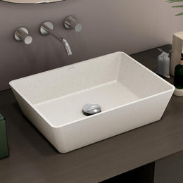Plantex Counter Top WashBasin for Bathroom/Granite Quartz Rectangle Tabletop Wash Basin/Vessel Sink Wash Basin Over Counter for Home/Restaurant (Grey Stone - 18 x 13 x 5 Inch)