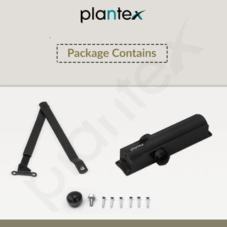 Plantex Heavy Duty Automatic Door Closer for Wooden Doors - 55kg Adjustable for Home/Office/Hotel - Black (ISO 9001 Certified)