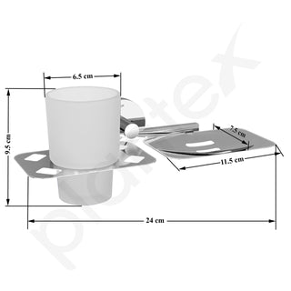 Plantex Brass-Made soap and Brush Holder Stand for Bathroom and wash Basin (Chrome-Silver)