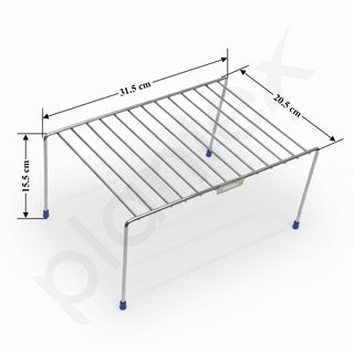 Plantex Stainless Steel Stoarge Rack/Shelf Divider for Kitchen/Storage Rack for Cabinet/Plate Stand/Dish Rack (Chrome)