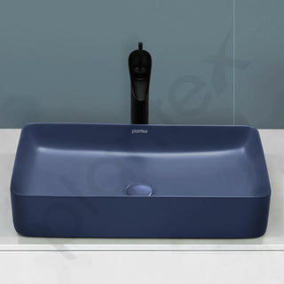 Plantex Basin for Bathroom/Ceramic Table Top Wash Basin/Over Counter Washbasin for Restaurant/Hotel (Matt Blue - 24 x 14 x 4.5 Inch)
