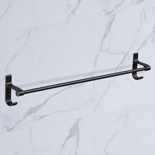 Plantex Aluminium Single Towel Rod for Bathroom/Towel Rack/Bathroom Towel Holder/Towel Stand with Hooks/Bathroom Accessories (24 inch - Black)