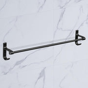 Plantex Aluminium Single Towel Rod for Bathroom/Towel Rack/Bathroom Towel Holder/Towel Stand with Hooks/Bathroom Accessories (24 inch - Black)