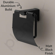Plantex Space Aluminium Toilet Paper Holder/Tissue Paper Roll Holder in Bathroom/Lavatory/Bathroom Accessories (Black)