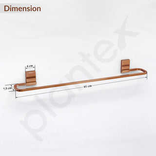 Plantex 304 Grade Stainless Steel 24 inch Single Towel Rod for Bathroom/Hand Towel Holder/Towel Hanger/Bathroom Accessories, Crystal (PVD Rose Gold)