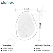 Plantex LED Bathroom Mirror with 3 Tone/Designer Mirror for Living Room/Bedroom/Dressing Room - Oval Shape (18 x 24 Inch)