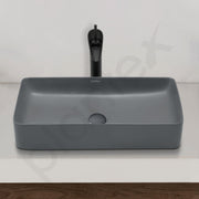 Plantex Basin for Bathroom/Ceramic Table Top Wash Basin/Over Counter Washbasin for Restaurant, Hotel (Rectangle - Matt Grey, 24 x 14 x 4.5 Inch)