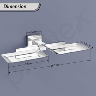 Plantex Aqua Stainless Steel Double Soap Holder for Bathroom/Soap Dish/Soap Stand for Bathroom Accessories - (Chrome)