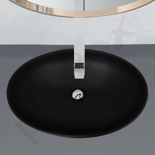Plantex Ceramic Wash Basin for Bathroom/Table Top Ceramic Basin/Black Washbasin for Bathroom - (CRETA-NS-BLACK-MATT, 23 x 15 x 5.5 Inch)