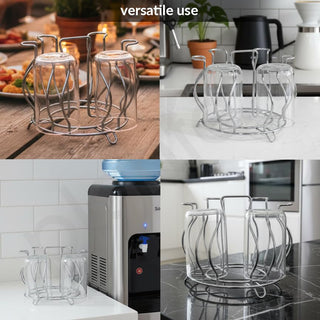 Plantex Stainless Steel Glass Stand/Mug Holder/Glass Holder for Kitchen/Dining Table (Chrome)