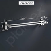 Plantex Dual Towel Rod for Bathroom/Space Aluminium Towel Holder/24 Inch Towel Hanger with Side Hooks/Bathroom Accessories - Pack of 1 (Silver)