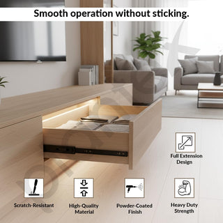 Plantex Drawer Channel/Regular Smooth & Quiet Close Ball Bearing Slider Drawer Channel for Home, Kitchen & Wardrobe/Telescopic Channel for Drawer/for Wooden & Metals Drawers (18-Inch,Black) Pair