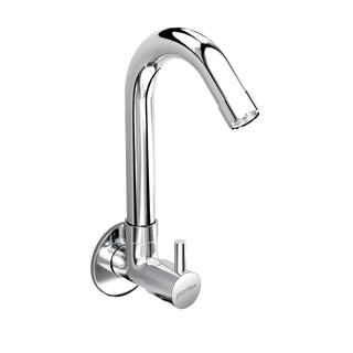 Plantex Sink Tap for Kitchen Basin/Wall Mount Kitchen Sink Tap with Wall Flange and Water Saving -(MKS-1277-Chrome)