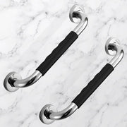 Plantex SS-304 Grade Bathroom Handle for Senior Citizen/Comfort Gripped Grab Bar for Toilet Senior Citizen - Pack Of 2 (Chrome & Black)