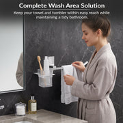 Plantex 304 Grade Stainless Steel Tumbler Holder/Glass Toothbrush Holder/Napkin Ring/Towel Holder for Bathroom/Bathroom Accessories - Crystal(Chrome)