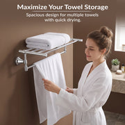 Plantex 304 Grade Stainless Steel Towel Rack for Bathroom/Towel Stand/Hanger/Bathroom Accessories - Niko (18 Inch-Chrome)