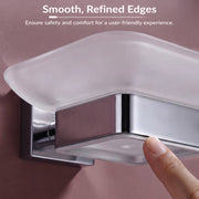 Plantex Stainless Steel Glass Soap Holder for Bathroom/Soap Dish/Soap Case/Soap Stand for Kitchen/Bathroom Accessories - Pack of 1 (Aqua, Chrome)