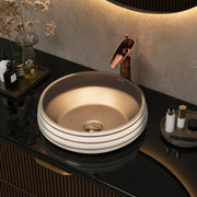 Plantex Round Wash Basin for Bathroom/Ceramic Tabletop Washbasin/Basin for Bathroom Indo-European Collection (16 x 16 x 7 Inch)