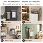 Plantex Stainless Steel 4-Arm Bathroom Swing Hanger Towel Rack/Towel Holder for Bathroom/Towel Stand/Bathroom Accessories