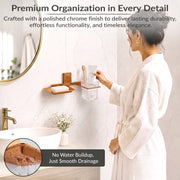 Plantex Soap Dish with Glass Toothbrush Holder for Bathroom/304 Grade Stainless Steel Soap Holder with Tumbler Holder/Soap Stand/Toothpaste Holder - Crystal (PVD Rose Gold)