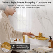Plantex 304 Grade Stainless Steel Double Soap Stand/Dual Soap Dish/Soap Case/Soap Storage/Soap Holder for Bathroom/Bathroom Accessories - Pack of 1 (Crystal, PVD Gold)