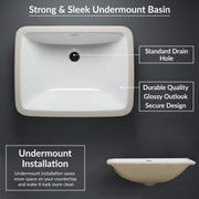 Plantex Basin for Bathroom/Under Mount Ceramic Wash Basin/Washbasin for Home/Hotel (Steve - 20x15.5x6 Inch)