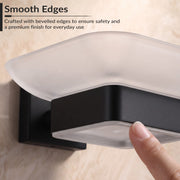 Plantex Stainless Steel Glass Soap Dish for Bathroom/Soap Holder/Soap Case/Soap Stand for Kitchen/Bathroom Accessories - Aqua (Black)