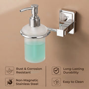 Plantex 304 Grade Stainless Steel Liquid Soap Dispenser/Shampoo Dispenser/Hand Wash Dispenser/Bathroom Accessories Pack of 1, Darcy (Chrome)