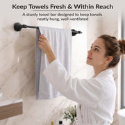 Plantex 304 Grade Stainless Steel Towel Hanger for Bathroom/Holder Stand/Single Towel Rod/Bathroom Accessories - Niko (Black)