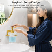 Plantex 304 Grade Stainless Steel Liquid Soap Dispenser for Bathroom/Frosted Glass Shampoo Dispenser/Hand wash/Bathroom Accessories - Pack of 1 (Crystal, PVD Gold)