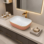 Plantex Ceramic Washbasin for Bathroom/Table Top Wash Basin/Countertop Vessel Sink Basin - Indo-European Collection - (NC-104,18 x 13 x 5 Inch)