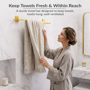 Plantex 304 Grade Stainless Steel 24 inch Single Towel Rod for Bathroom/Hand Towel Holder/Towel Hanger/Bathroom Accessories, Crystal (PVD Gold)