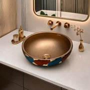 Plantex Ceramic Countertop Wash Basin/Basin for Bathroom/Designer Basin for Home/Office/Restaurant (Bronze - 16.5 x 16.5 x 6 Inch)
