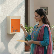 Plantex Letter Box/GI Steel Complaint Box/Suggestion Box/Donation Box with Key Lock/Letter Box for Home/Office/Hotel Gate/Post Box (Orange & Ivory) - Wall Mount A4 Size