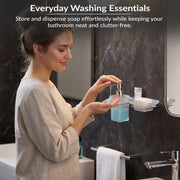 Plantex 304 Grade Stainless Steel Soap Dish/Glass Soap Holder/Liquid Soap Dispenser/Shampoo Dispenser for Bathroom/Bathroom Accessories (Crystal -Chrome)