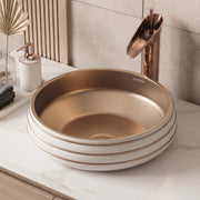 Plantex Round Wash Basin for Bathroom/Ceramic Tabletop Washbasin/Basin for Bathroom Indo-European Collection (16 x 16 x 7 Inch)