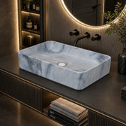 Plantex Ceramic Table Top Wash basin For Bathroom/Hand Wash Sink/Rectangle Countertop Washbasin For Home/Office/Hotel - (Marble White)