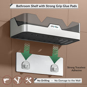 Plantex Premium Self Adhesive Bathroom Shelf/Storage Box for Bathroom/Plastic Shelf for Bathroom/Multi-Purpose Storage Racks for Kitchen/Bathroom Accessories Rack–Pack of 2(White)