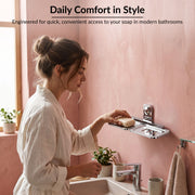 Plantex Dream Stainless Steel Double Soap Dish Stand for Bathroom & Kitchen/Soap Dish/Bathroom Accessories - Wall Mounted - Chrome (Pack of 1)