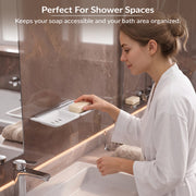 Plantex Stainless Steel Rails Double Soap Holder for Bathroom and Kitchen/Soap Stand/Bathroom Accessories for Home (11 Inch, Acrylic, White)