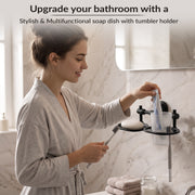 Plantex 304 Stainless Steel Soap with Tumbler Holder/Soap Stand/Soap Holder/Tooth Brush Holder/Bathroom Accessories (Niko - Black)